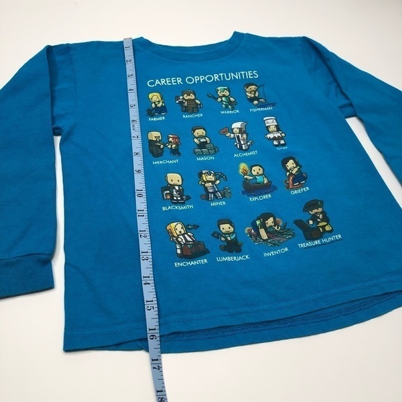 MOJANG Mindcraft Blue Graphic Long Sleeve Shirt Boy's SIZE 5/6 - Picture 12 of 13